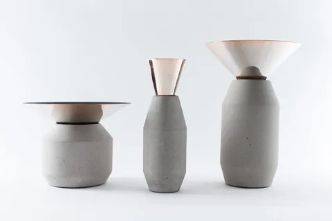Detalle de acabado Lavado — Jarrón Radial en concreto